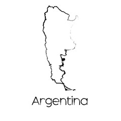 Scribbled Shape of the Country of Argentina