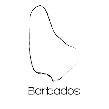 Scribbled Shape of the Country of Barbados
