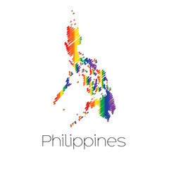 LGBT Coloured Scribbled Shape of the Country of Philippines