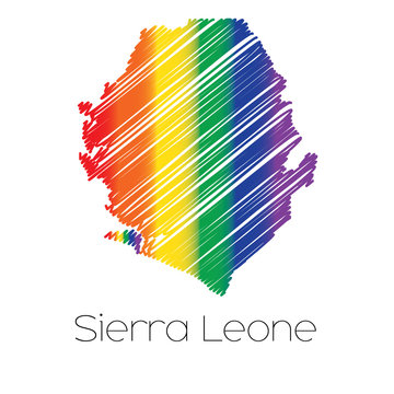 LGBT Coloured Scribbled Shape of the Country of Sierra Leone