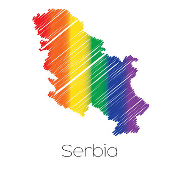 LGBT Coloured Scribbled Shape of the Country of Serbia