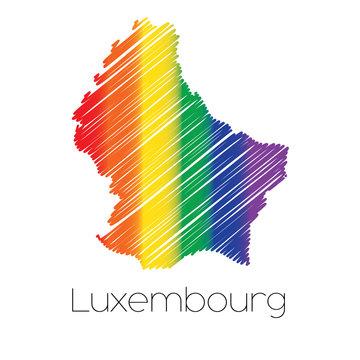 LGBT Coloured Scribbled Shape of the Country of Luxembourg