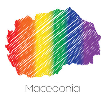 LGBT Coloured Scribbled Shape of the Country of Macedonia