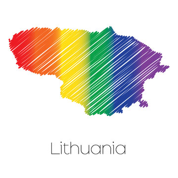 LGBT Coloured Scribbled Shape of the Country of Lithuania