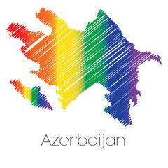 LGBT Coloured Scribbled Shape of the Country of Azerbaijan