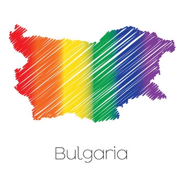 LGBT Coloured Scribbled Shape of the Country of Bulgaria