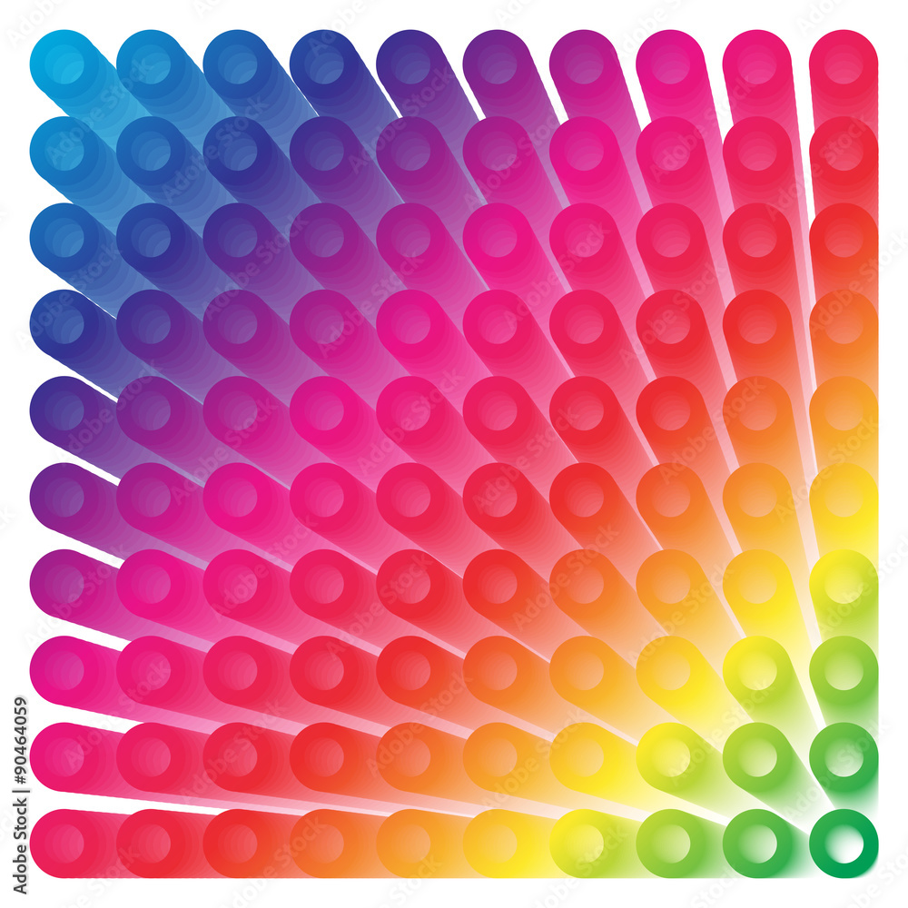 Wall mural Abstract colorful circles tube isometric pattern. cylinder vecto