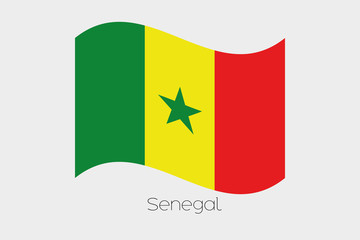 3D Waving Flag Illustration of the country of  Senegal