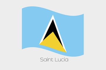 3D Waving Flag Illustration of the country of  Saint Lucia