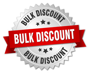 bulk discount 3d silver badge with red ribbon
