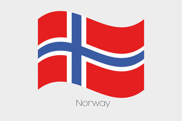 3D Waving Flag Illustration of the country of  Norway