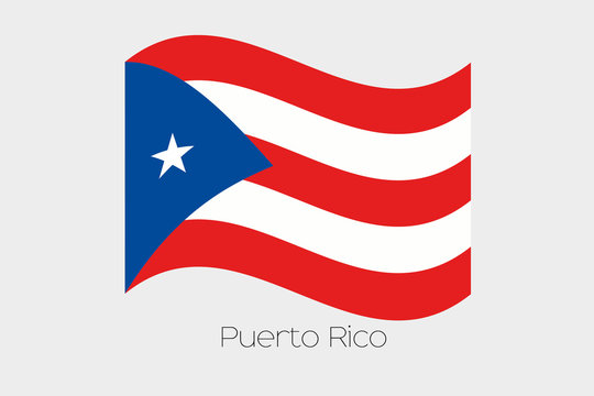 3D Waving Flag Illustration of the country of  Puerto Rico