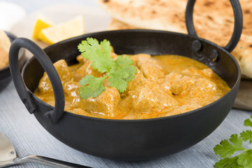 Chicken Korma - Chicken on a mildly spiced creamy sauce. Indian cuisine.
