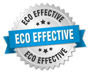 eco effective 3d silver badge with blue ribbon