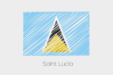 Scribbled Flag Illustration of the country of Saint Lucia
