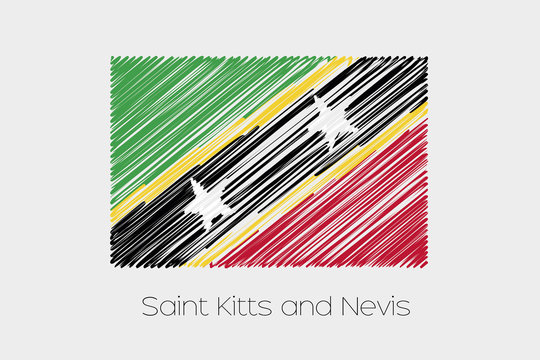 Scribbled Flag Illustration of the country of Saint Kitts and Ne