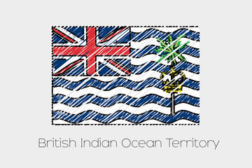 Scribbled Flag Illustration of the country of British Indian Oce