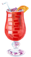 Watercolour tinto de verano with collage mosaic paper pieces