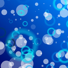 blue abstract background, particles circles and light