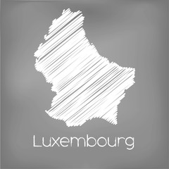 Scribbled Map of the country of Luxembourg