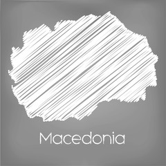 Scribbled Map of the country of Macedonia