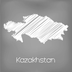 Scribbled Map of the country of Kazakhstan