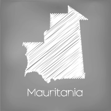 Scribbled Map of the country of Mauritania