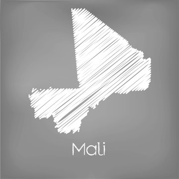 Scribbled Map of the country of Mali