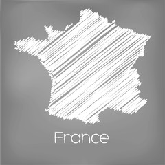 Scribbled Map of the country of  France
