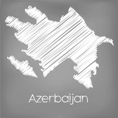 Scribbled Map of the country of  Azerbaijan
