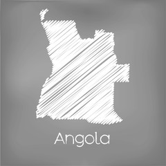 Scribbled Map of the country of  Angola