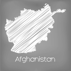 Scribbled Map of the country of  Afghanistan