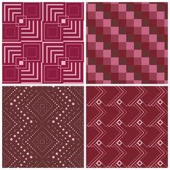 Set of four geometric seamless patterns. Seamless textures.