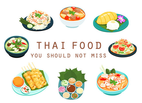 Thai food should not miss vector illustration