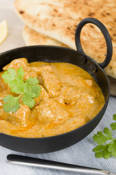 Chicken Korma - Chicken on a mildly spiced creamy sauce. Indian cuisine.
