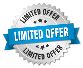 limited offer 3d silver badge with blue ribbon