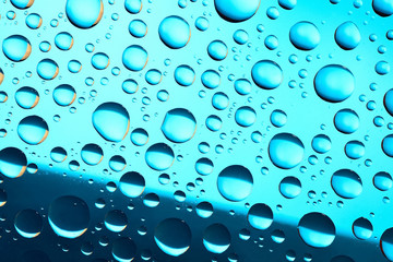 Water drops on blue background