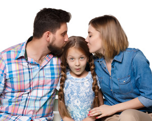Fototapeta premium happy family on white background