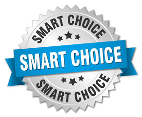 smart choice 3d silver badge with blue ribbon