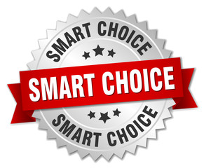 smart choice 3d silver badge with red ribbon