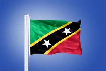 Flag of Saint Kitts and Nevis flying 