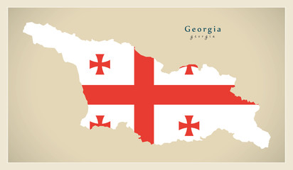 Modern Map - Georgia flag colored GE