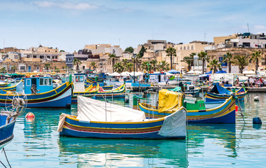 Obraz premium boats in Marsaxlokk harbor