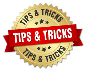 tips & tricks 3d gold badge with red ribbon