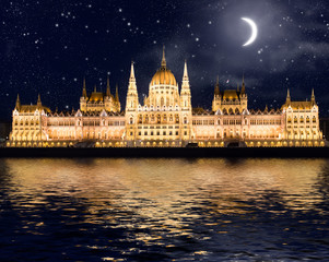 Fototapeta na wymiar Famous building of Parliament in Budapest