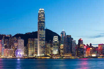 Skyline of hong kong at night