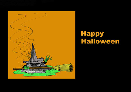 Halloween image showing the wicked witch melting and the words, 'Happy Halloween'.