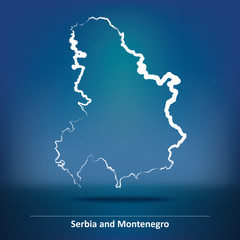 Doodle Map of Serbia and Montenegro