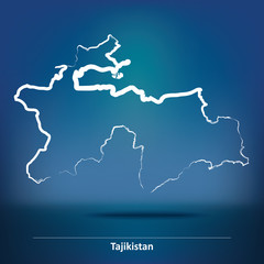 Doodle Map of Tajikistan