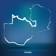Doodle Map of Zambia